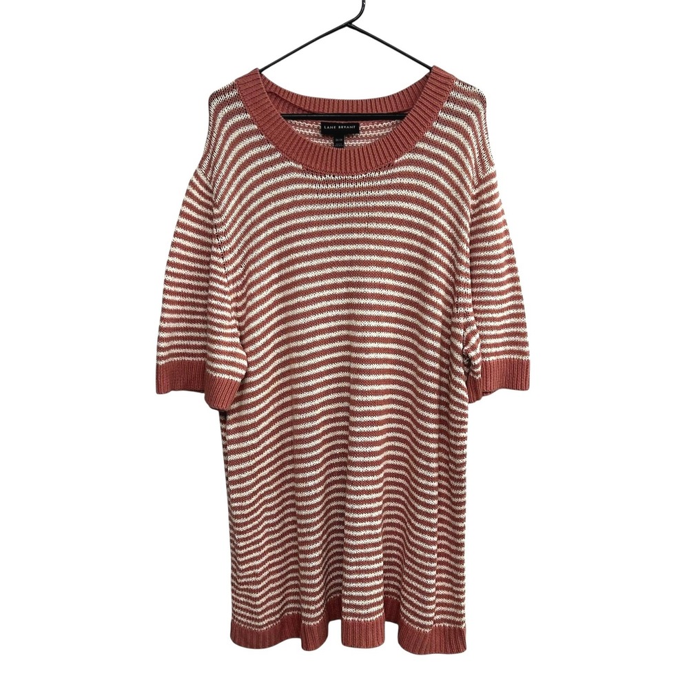 Cotton Knit Tunic Sweater 26/28 Plus Size Oversized Striped Cozy Relaxed Top